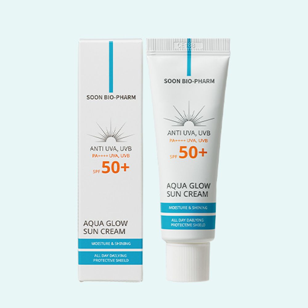 [Green Friends] Aqua Glow Sunscreen 50g Hybrid Sun Block Brightening Anti Wrinkle Natural Tone Up Cream _ Made in Korea